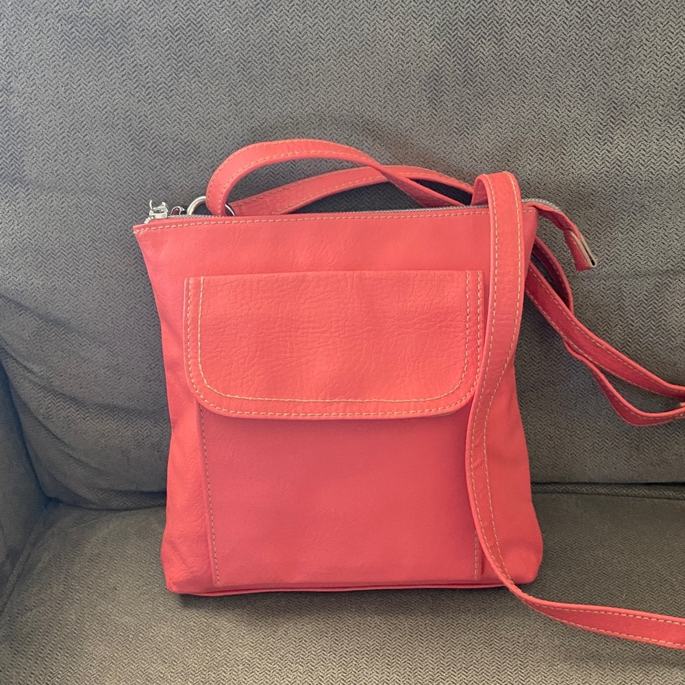 Relic Coral Zip-Top Crossbody with Neutral Interior